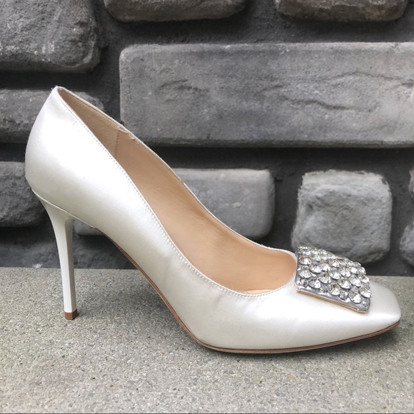 Kate Spade Ivory Satin Rhinestone Pumps NEW sz 10 - Picture 4 of 12